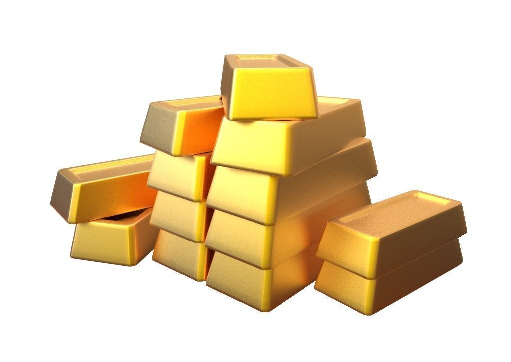 Gold bricks 3d model for Mobile games Low-poly 3D model_8