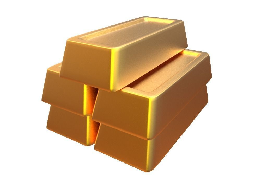 Gold bricks 3d model for Mobile games Low-poly 3D model_9