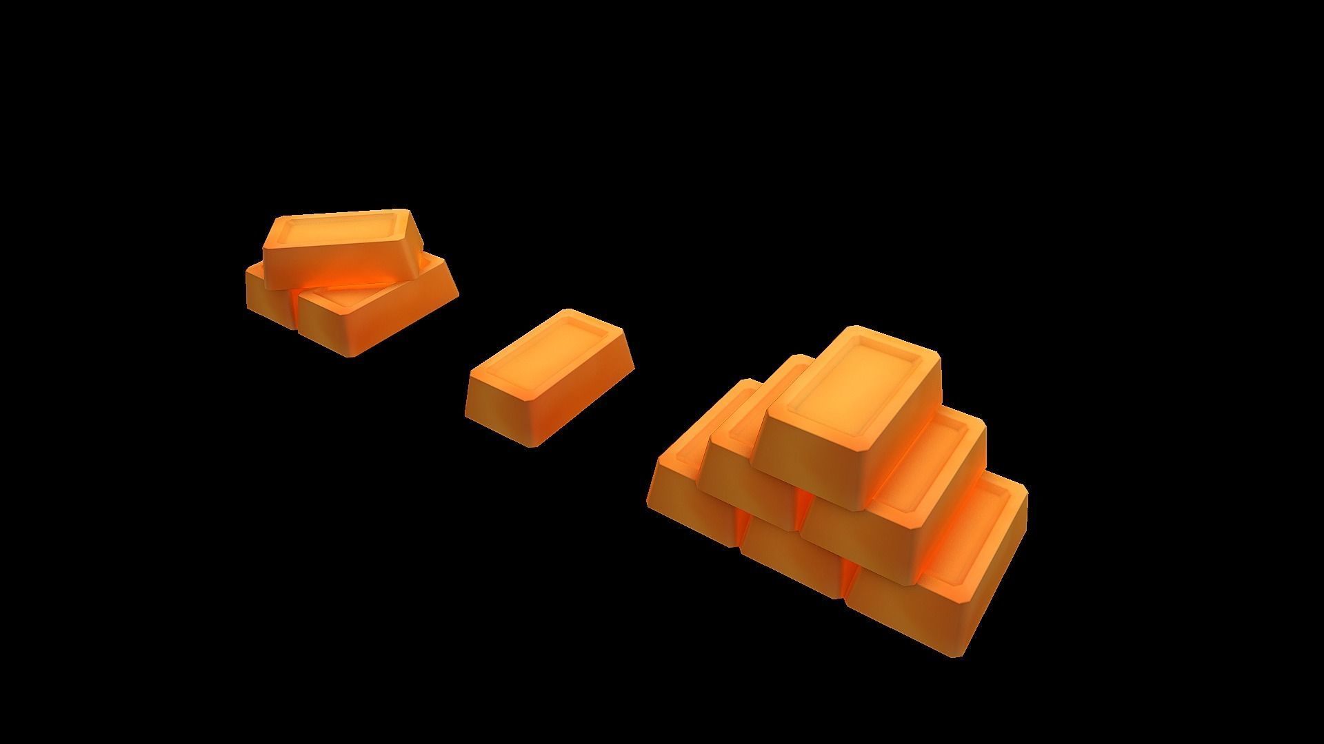 Gold bricks 3d model for Mobile games Low-poly 3D model_4