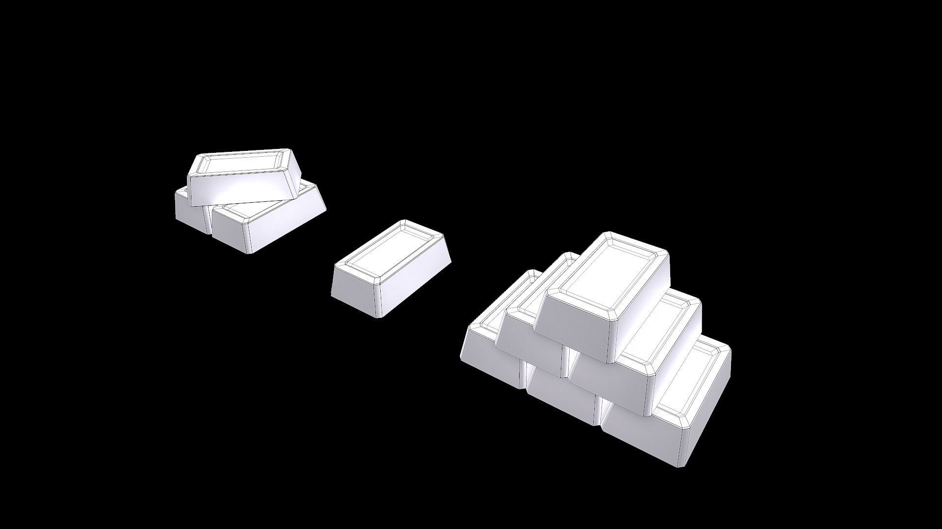 Gold bricks 3d model for Mobile games Low-poly 3D model_5