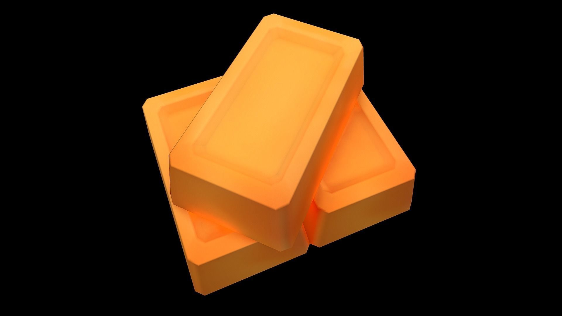 Gold bricks 3d model for Mobile games Low-poly 3D model_3