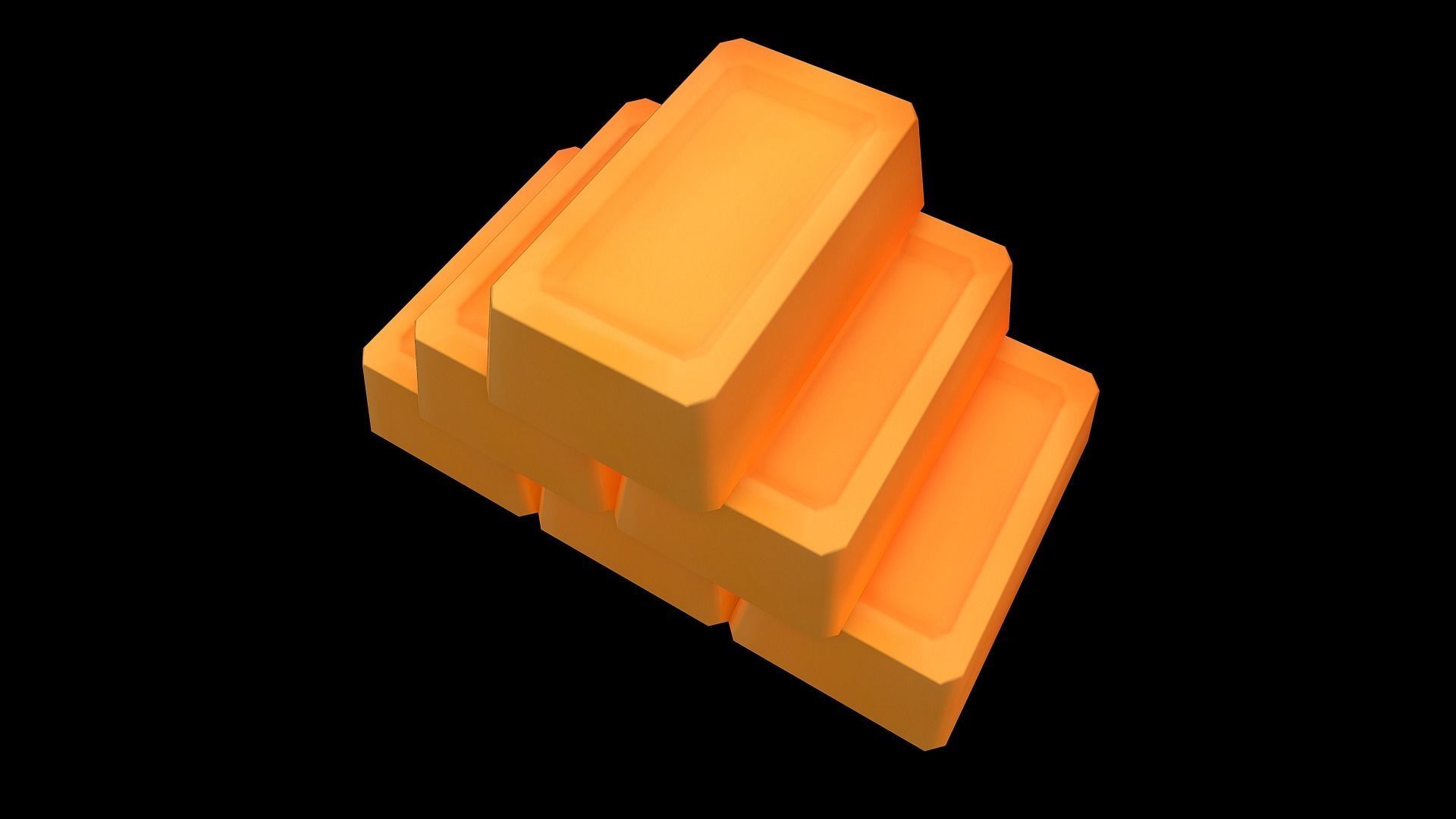 Gold bricks 3d model for Mobile games Low-poly 3D model_2