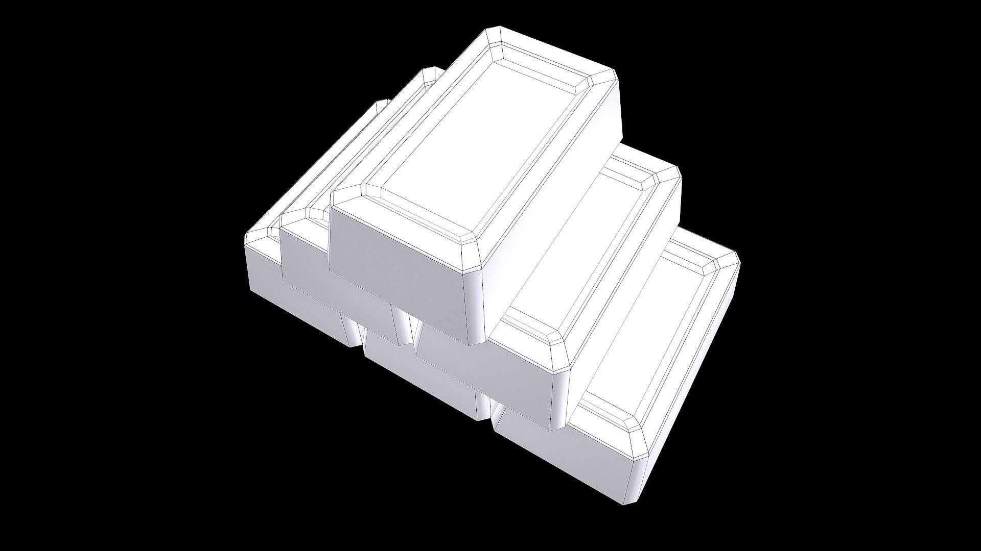 Gold bricks 3d model for Mobile games Low-poly 3D model_6