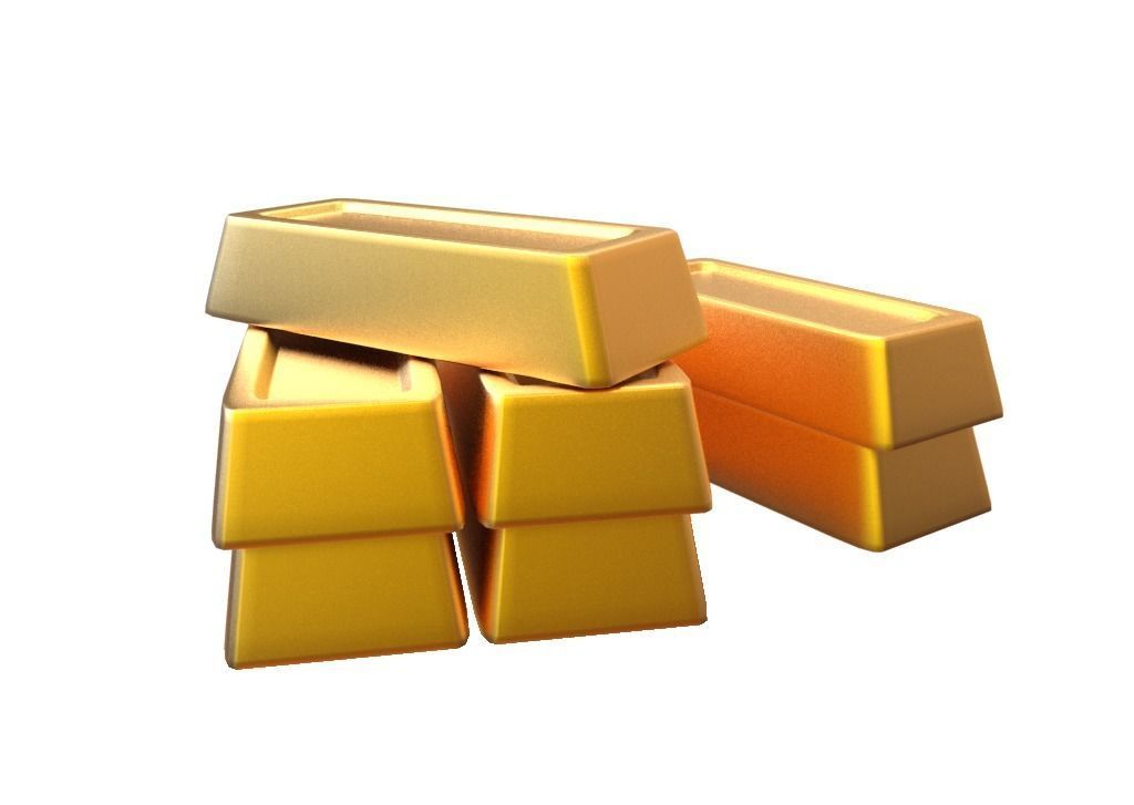 Gold bricks 3d model for Mobile games Low-poly 3D model_10