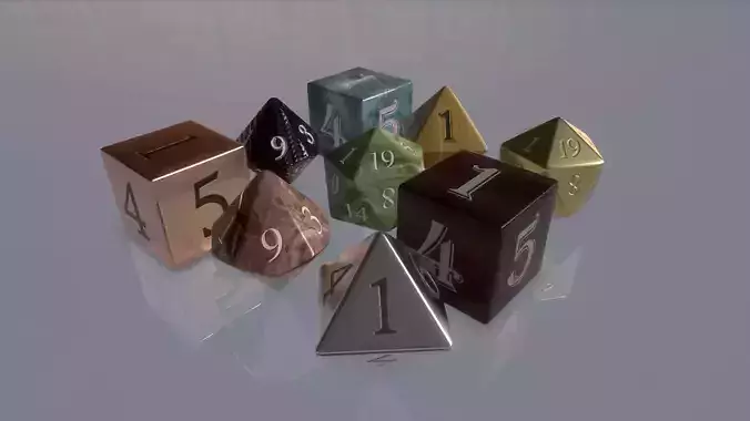 Dice set of metal