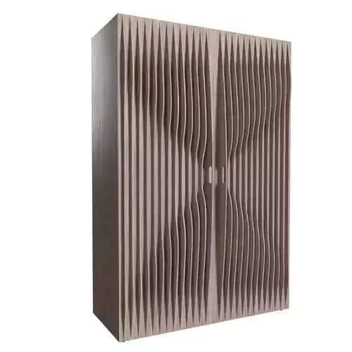 Wardrobe wooden cabinet with slats