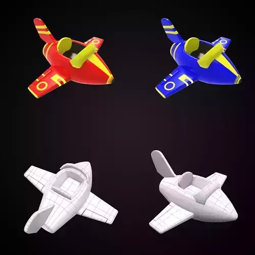 Toon style jet 3d model for mobile gaming 