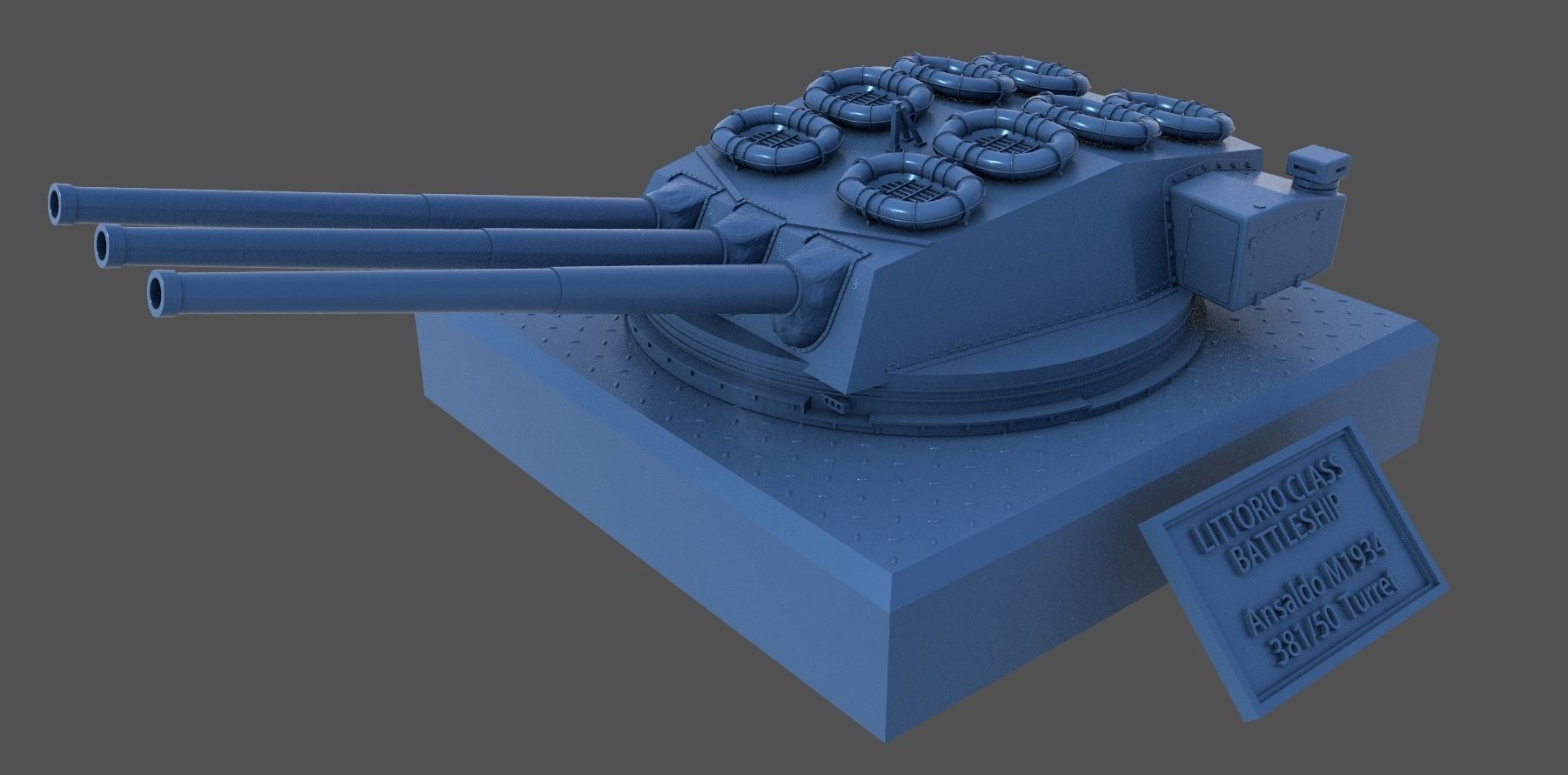 Italian 381-50 triple turret - Personal license - 1-72 scale 3D print model_2