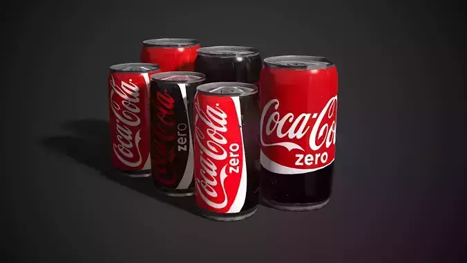 Coca-Cola can 335ml - 222ml  - Game Ready Low-poly 3D model