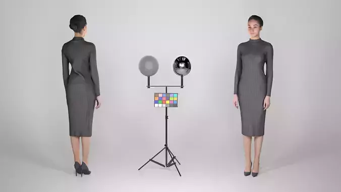 Attractive slim brunette in a black dress 180