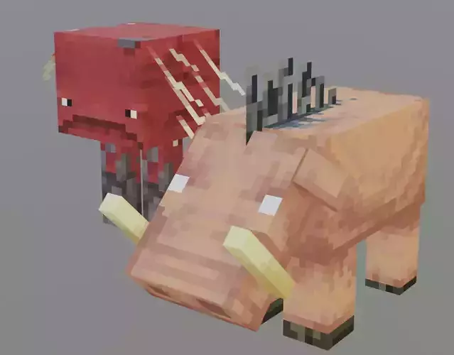 MineCraft Hoglin and Strider - Simple Rig Free low-poly 3D model