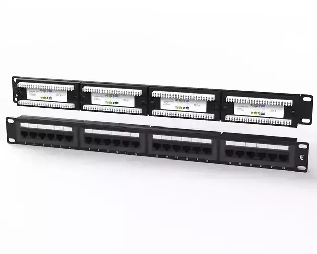 24 Port Cat6 Patch Panel 3D model