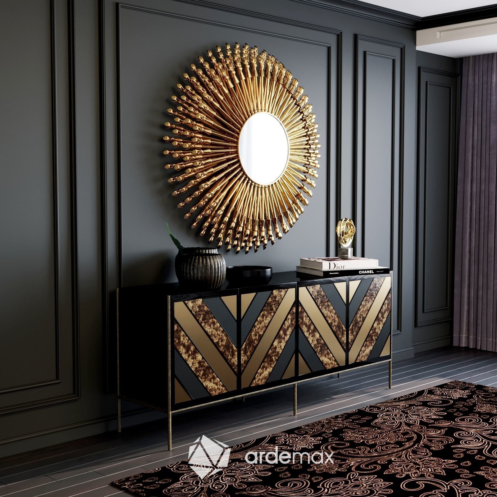 Cabinet with decor set by KOKET 3D model_1