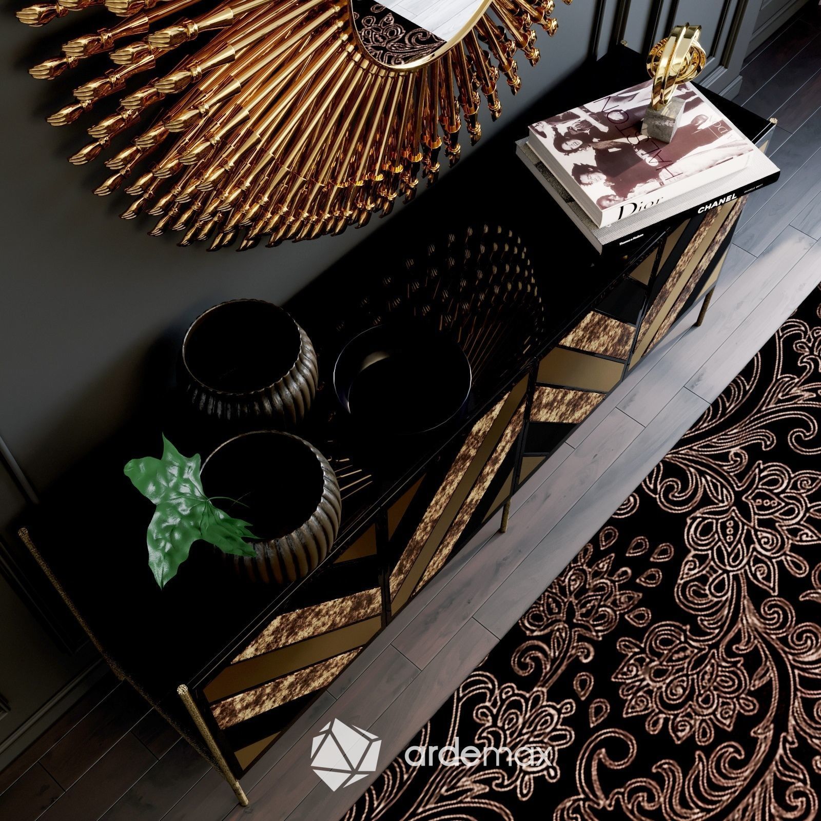 Cabinet with decor set by KOKET 3D model_2