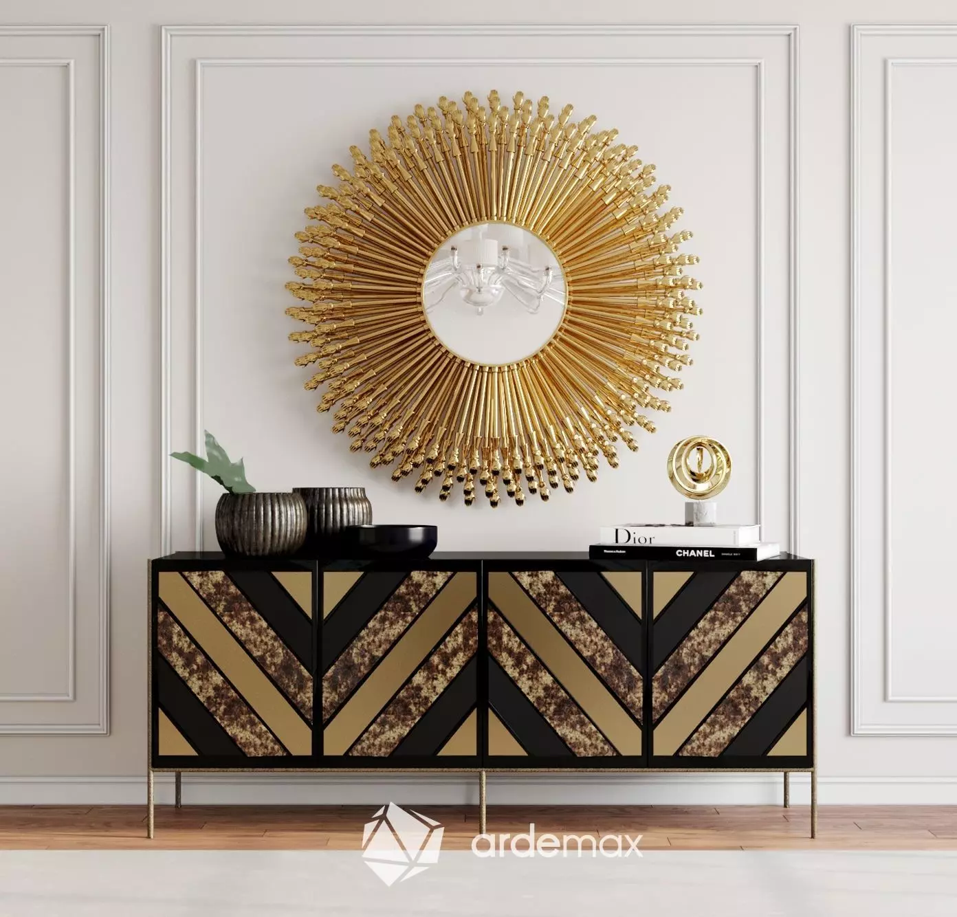 Cabinet with decor set by KOKET 3D model_0