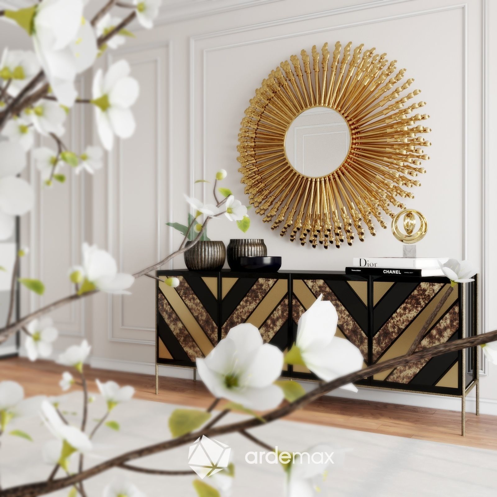 Cabinet with decor set by KOKET 3D model_3