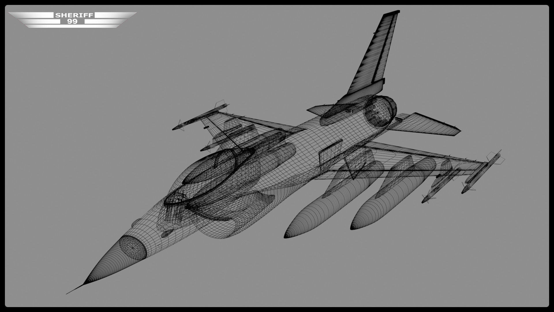 f 16 fighter 3D model_5