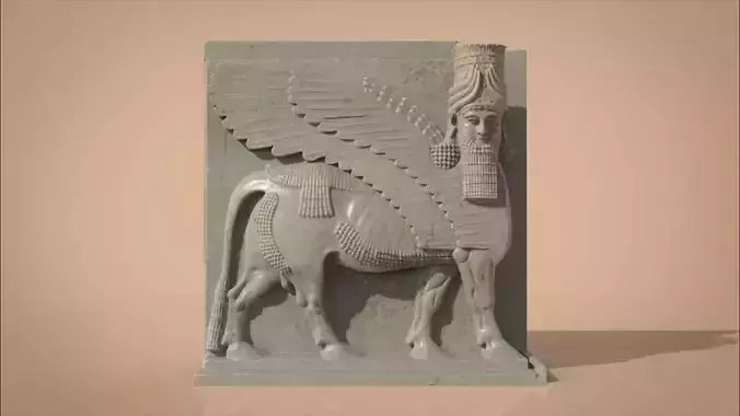 Assyrian Human headed winged bull 3D print model