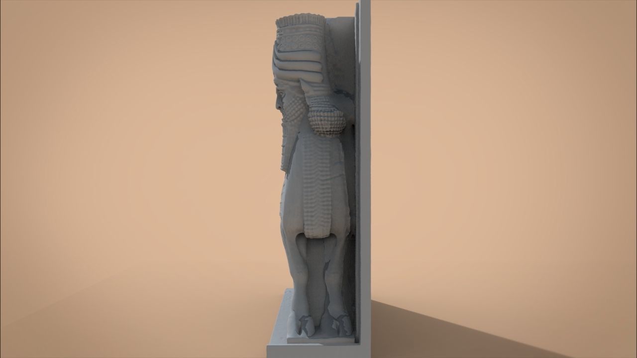 Assyrian Human headed winged bull 3D print model_8