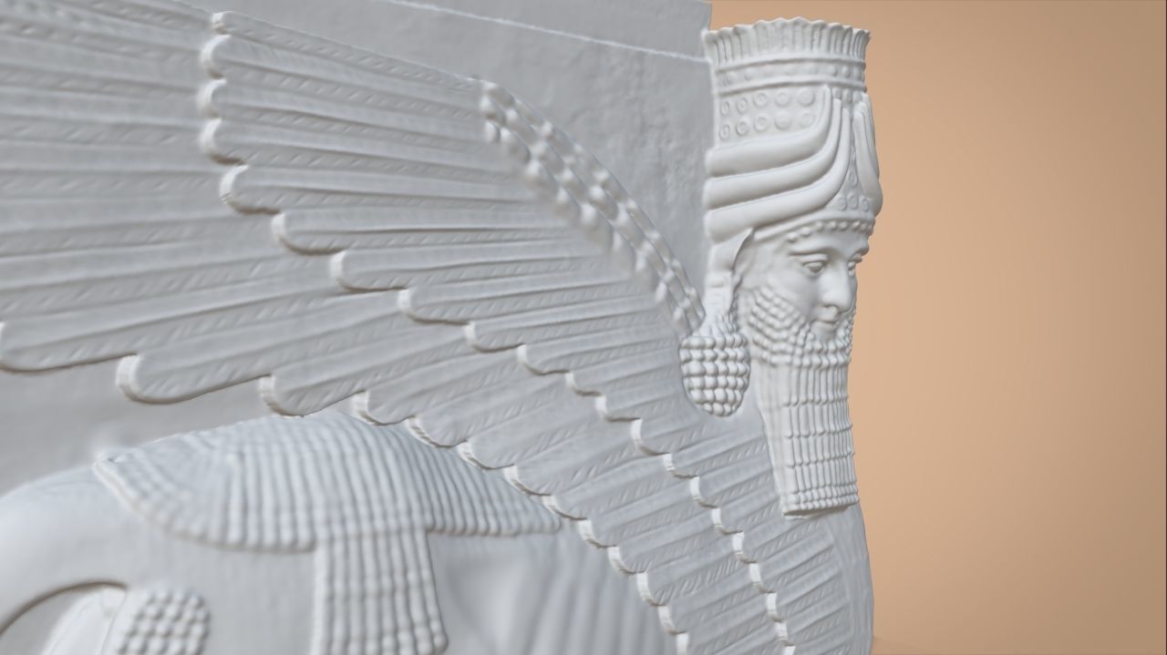 Assyrian Human headed winged bull 3D print model_5