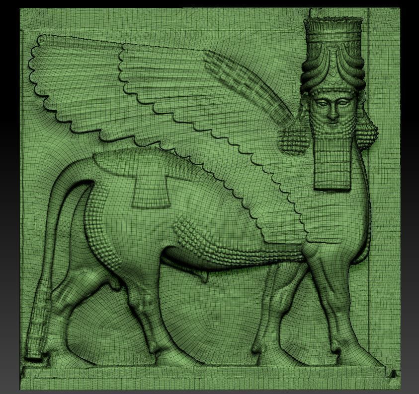 Assyrian Human headed winged bull 3D print model_10
