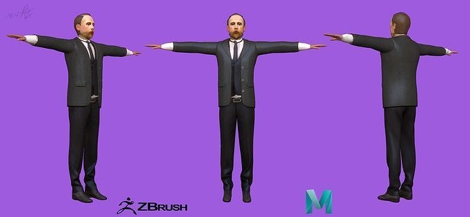 Vlaho Bukovac PBR ANIMATED  Low-poly 3D model