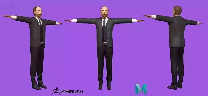 Vlaho Bukovac PBR ANIMATED Low-poly 3D model