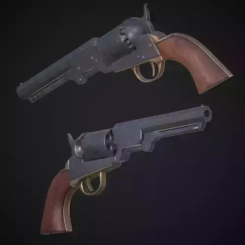 Colt 1849 Pocket Revolver Low Poly