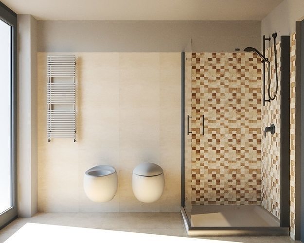 Bathroom modern with shower and toilet 3D model