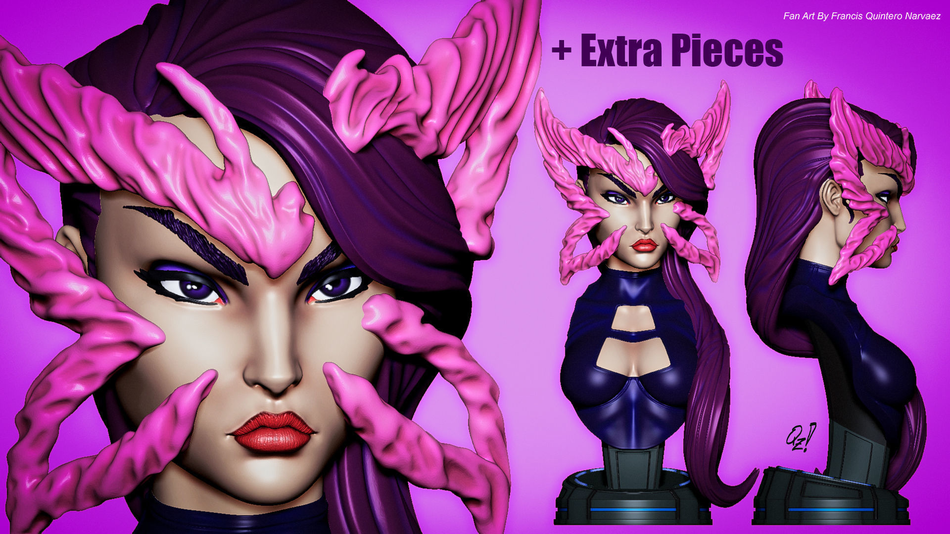 Campbells Psylocke Bust 3D print model_1