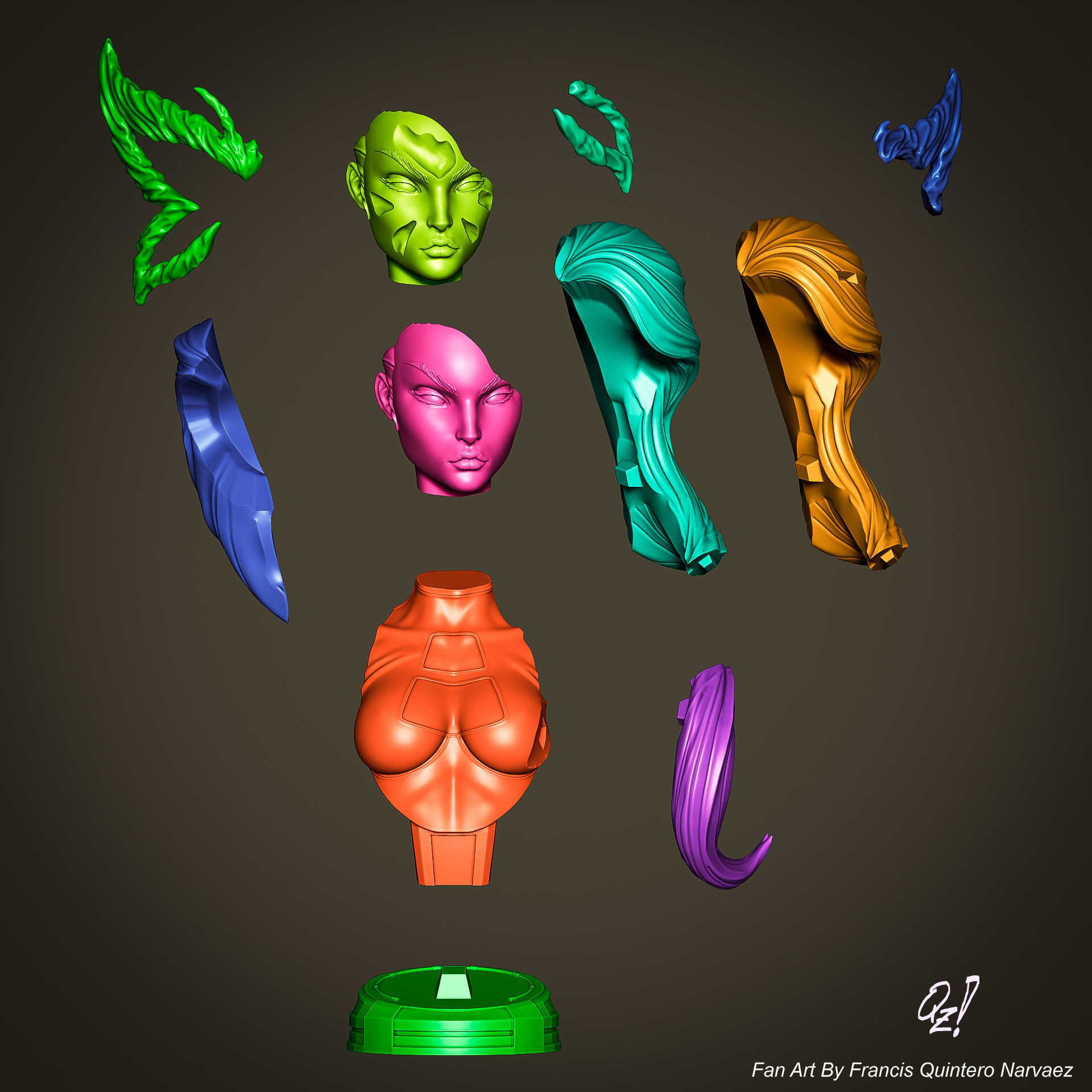 Campbells Psylocke Bust 3D print model_2