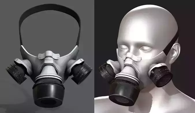 Gas mask scifi military combat 3d model low poly 