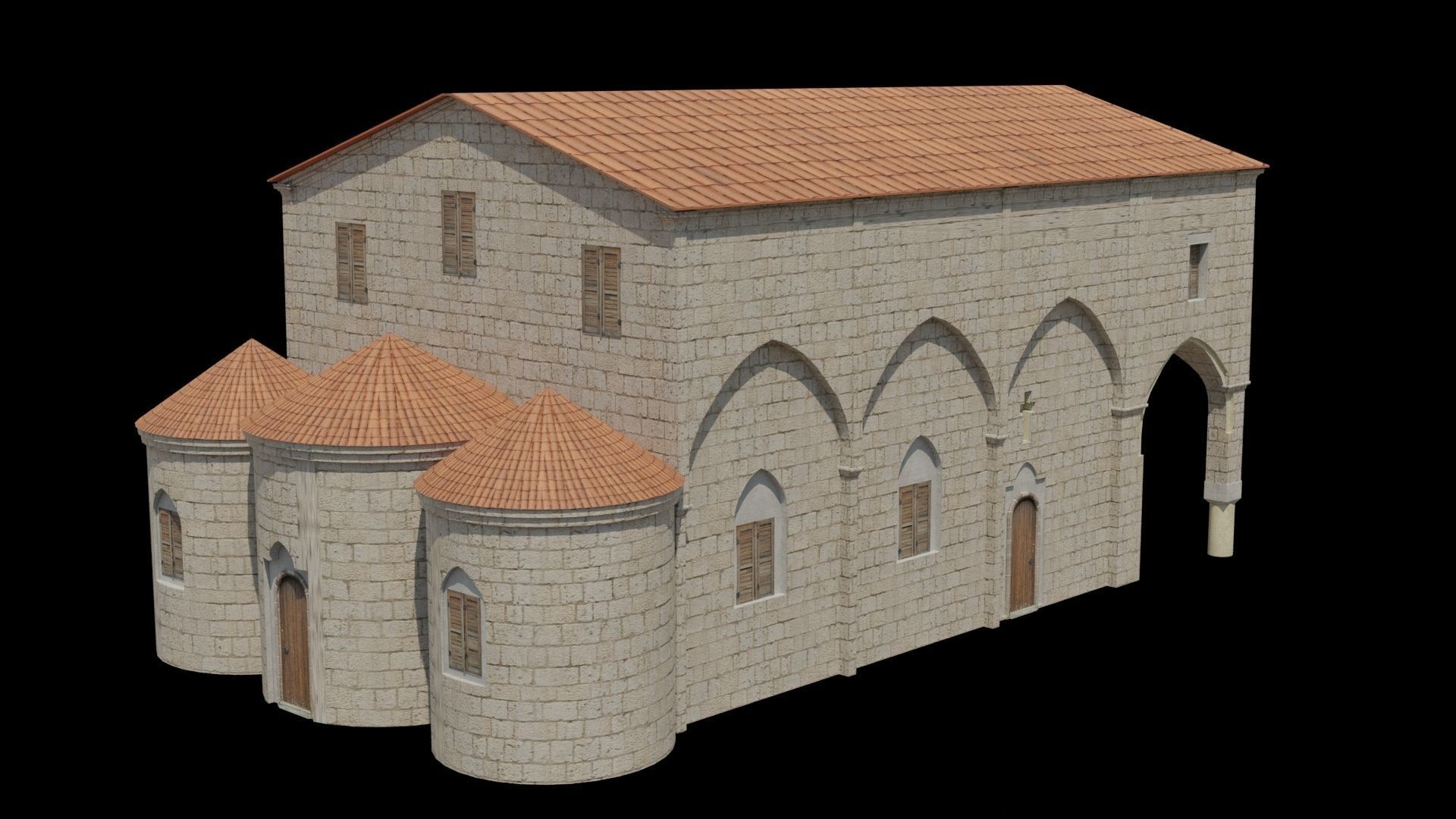 Aziz paulus kilisesi Low-poly 3D model_3