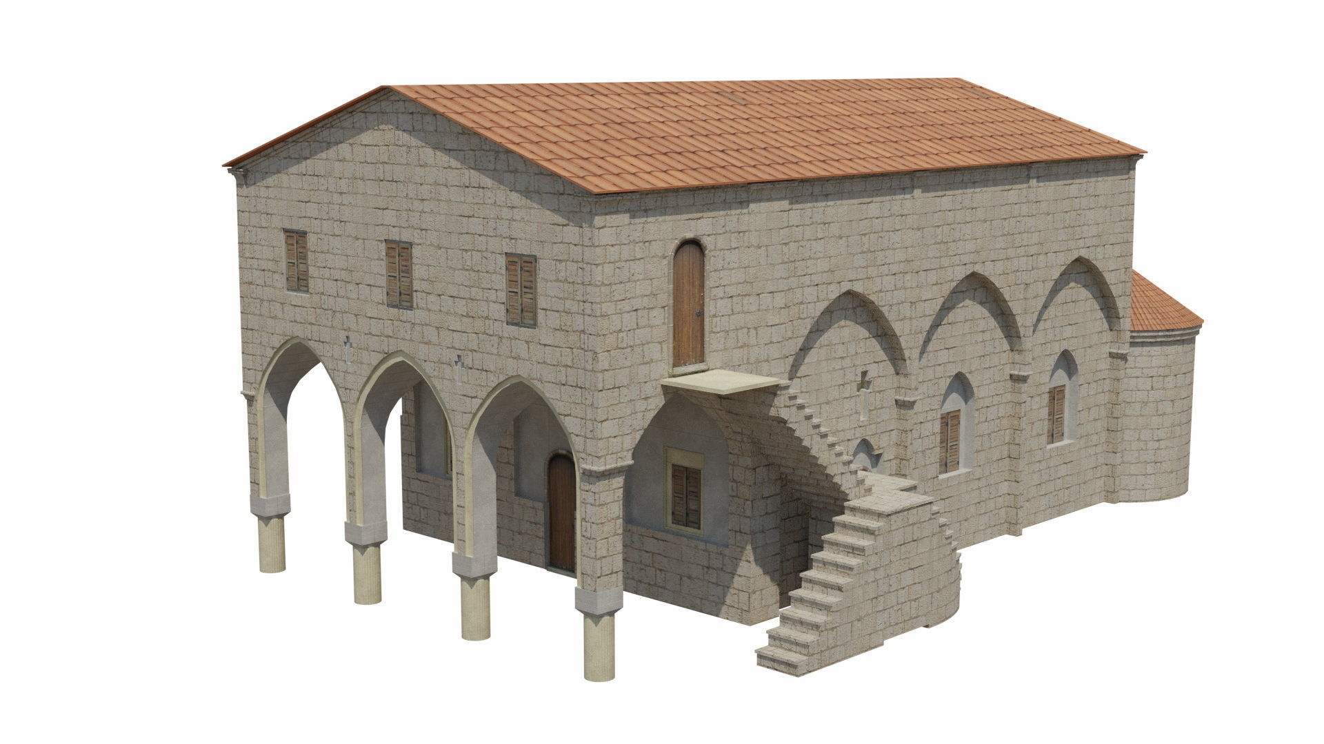 Aziz paulus kilisesi Low-poly 3D model_1