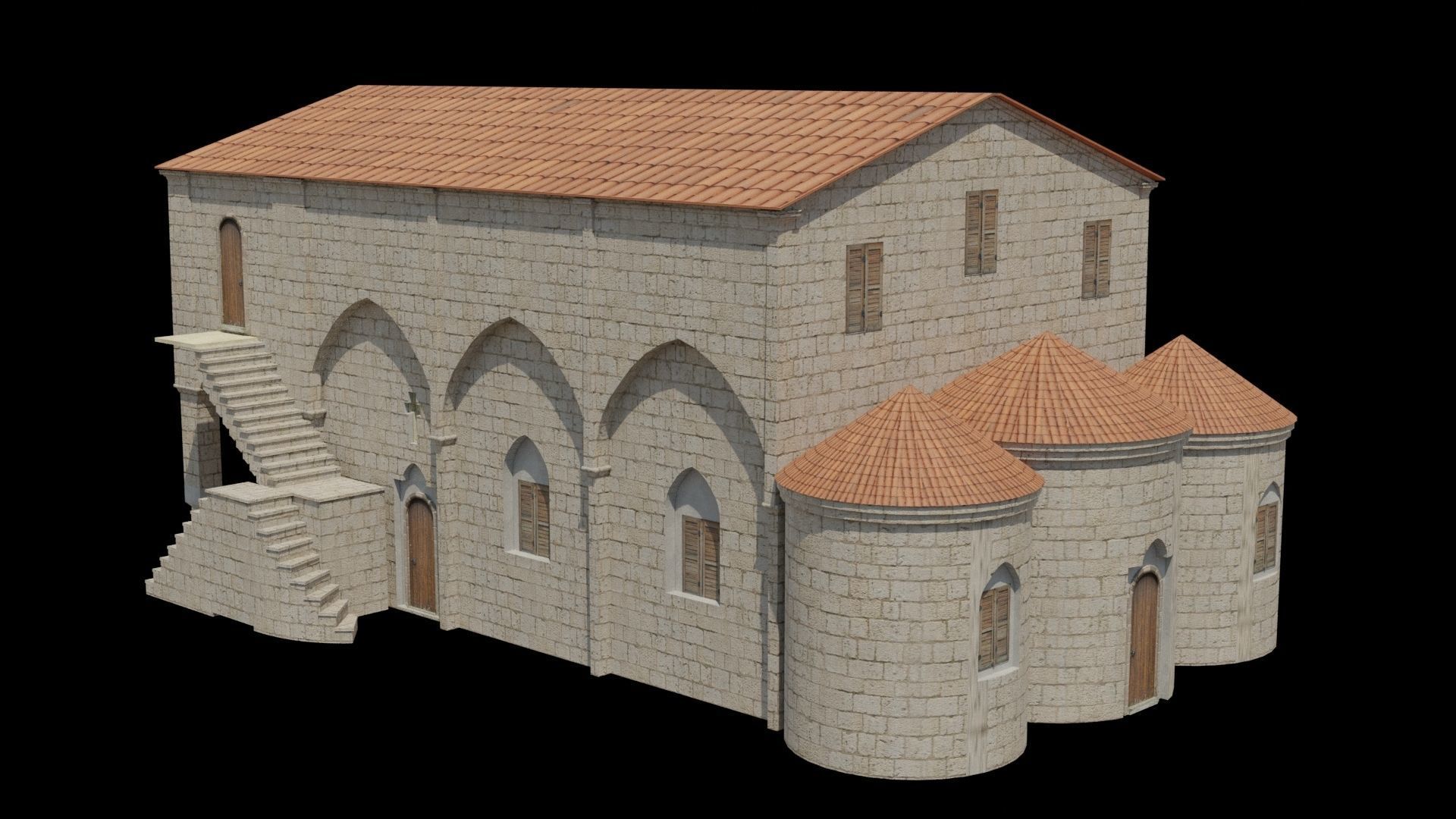 Aziz paulus kilisesi Low-poly 3D model_2