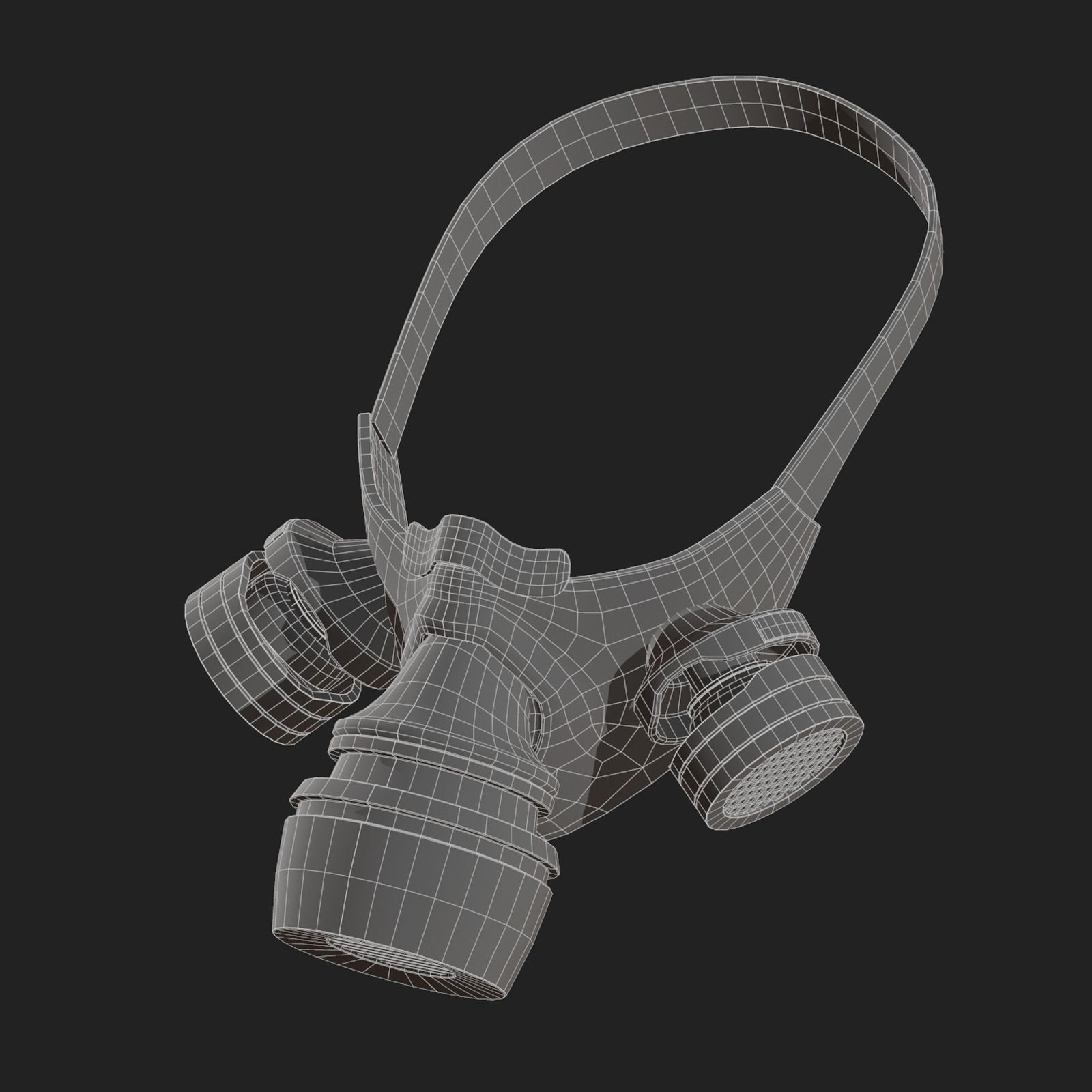 Gas mask respirator military combat  Low-poly 3D model_12