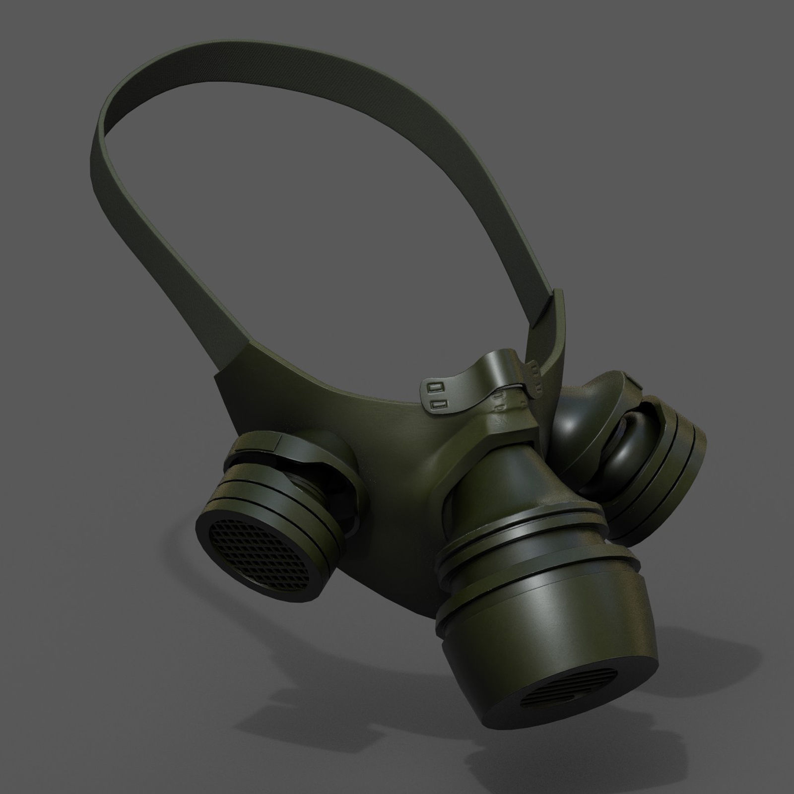 Gas mask respirator military combat  Low-poly 3D model_7