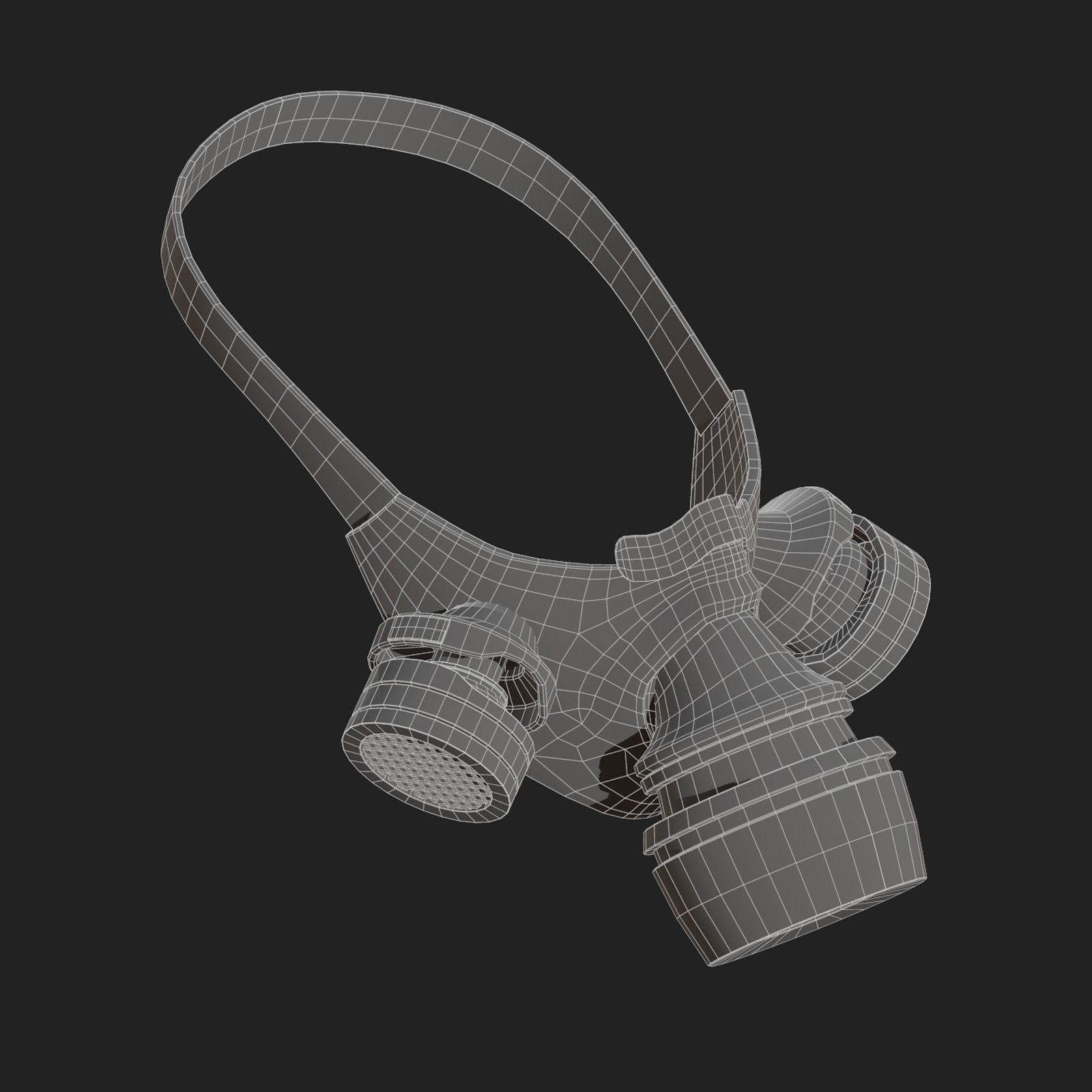 Gas mask respirator military combat  Low-poly 3D model_10