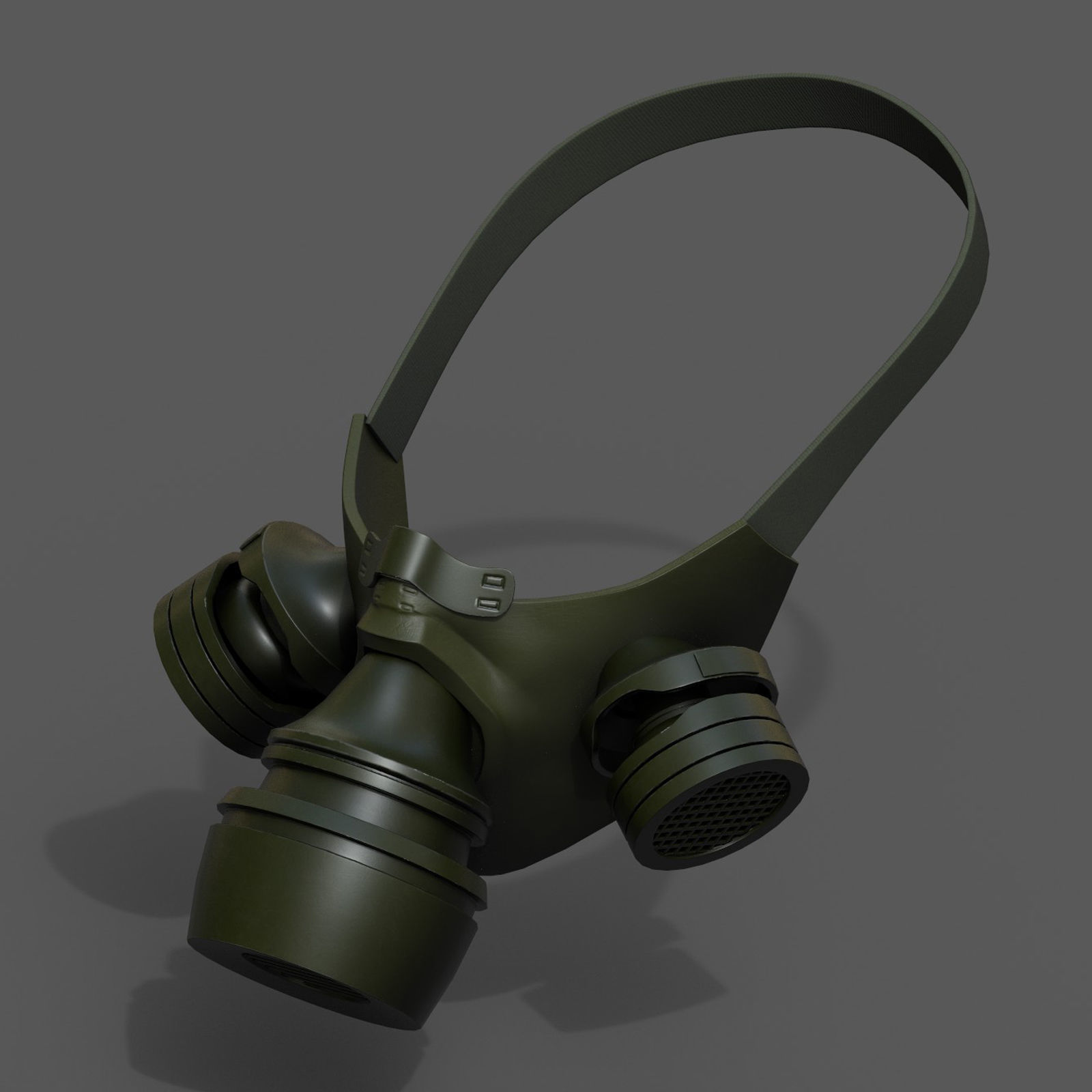 Gas mask respirator military combat  Low-poly 3D model_4