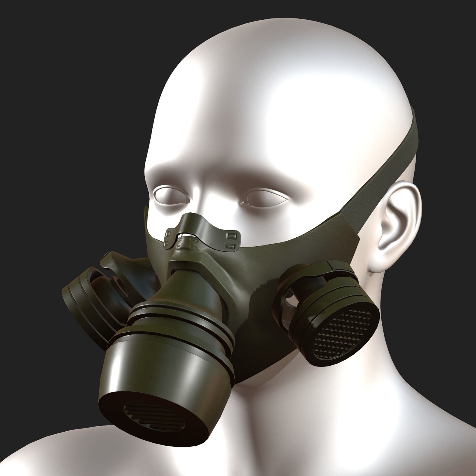 Gas mask respirator military combat  Low-poly 3D model_3