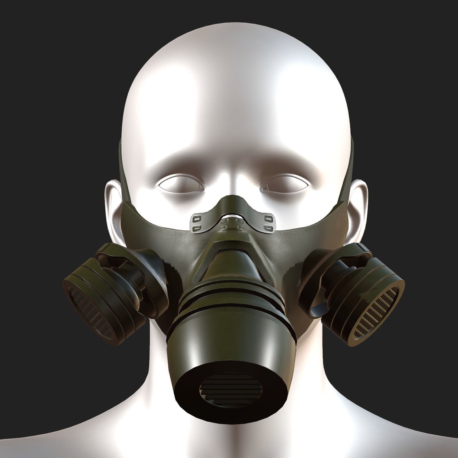 Gas mask respirator military combat  Low-poly 3D model_2