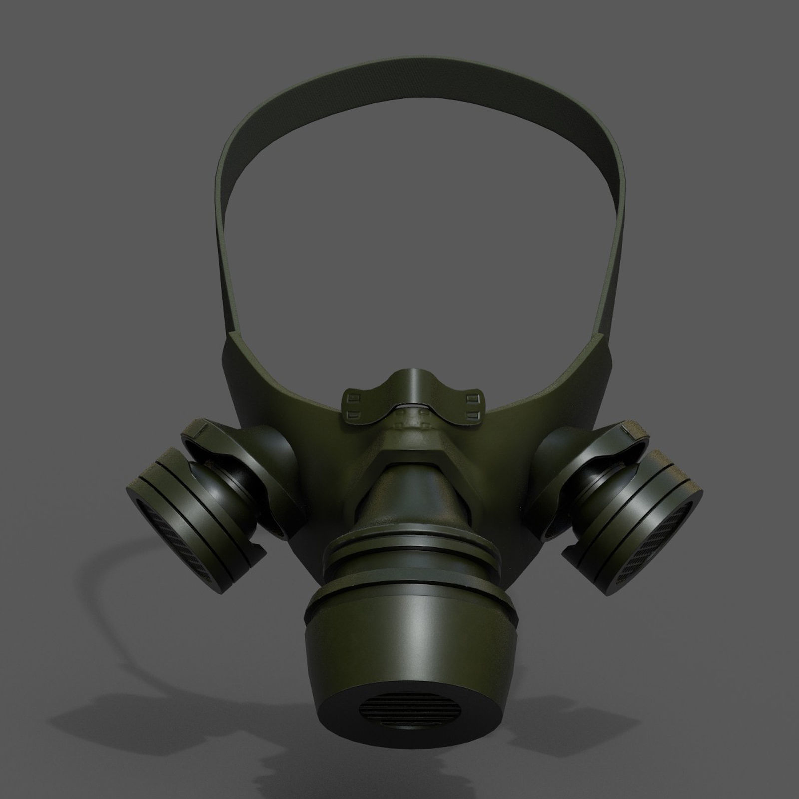 Gas mask respirator military combat  Low-poly 3D model_1