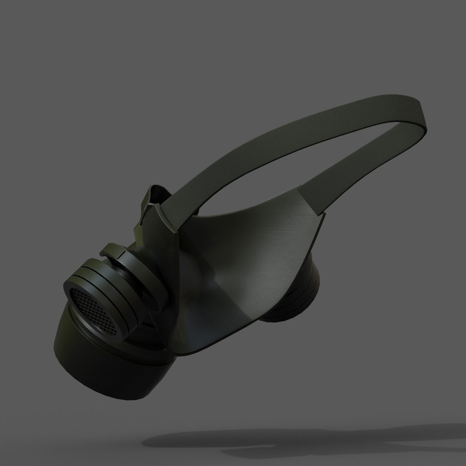 Gas mask respirator military combat  Low-poly 3D model_9
