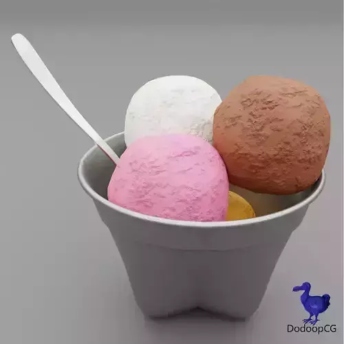 Ice Cream Bowl - Dessert Food 3D Model