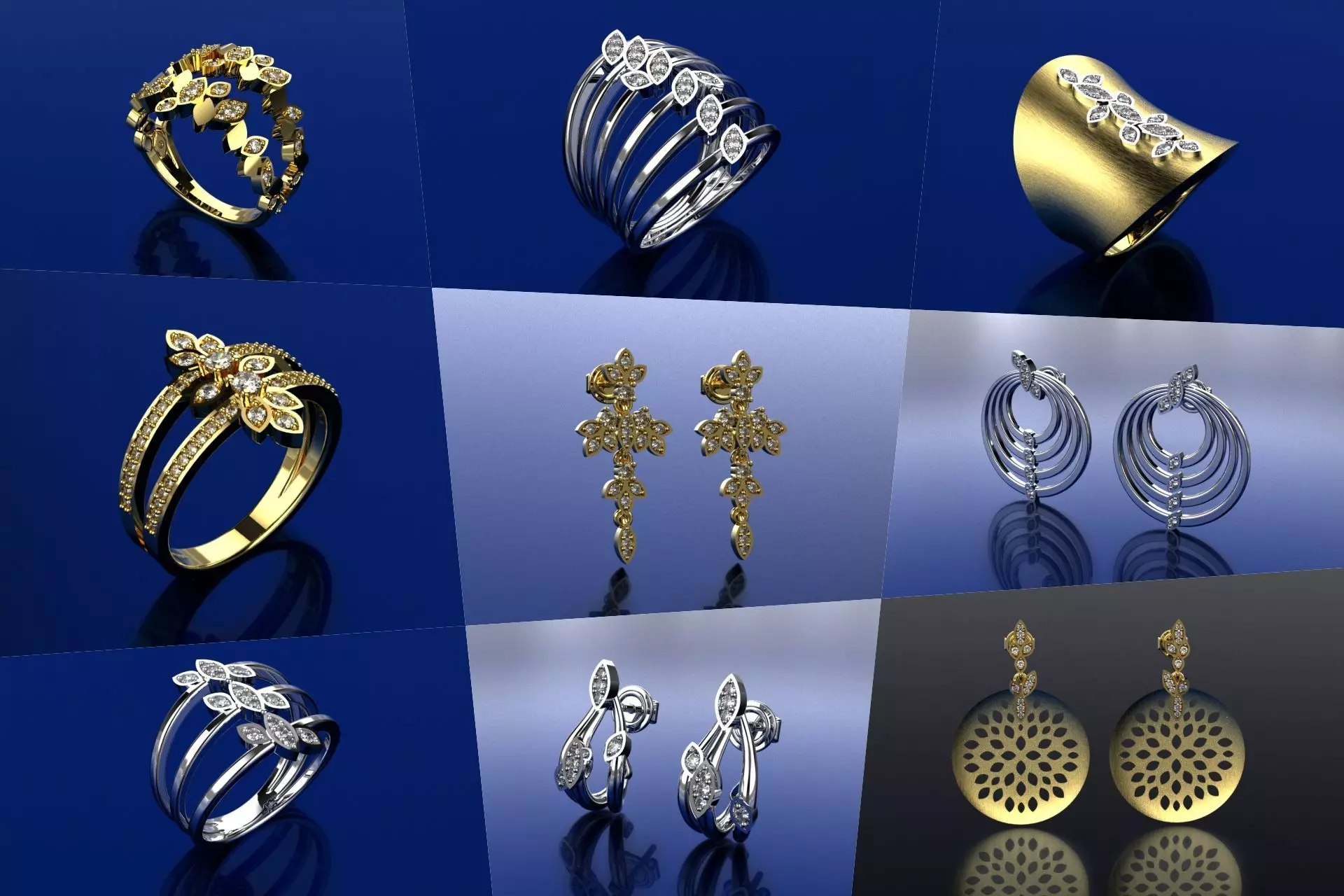 Set Delicate Jewelry 3D - 9 Models 3D Model Collection_0