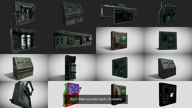 Sci-fi Wall-mounted pack 3D Model Collection