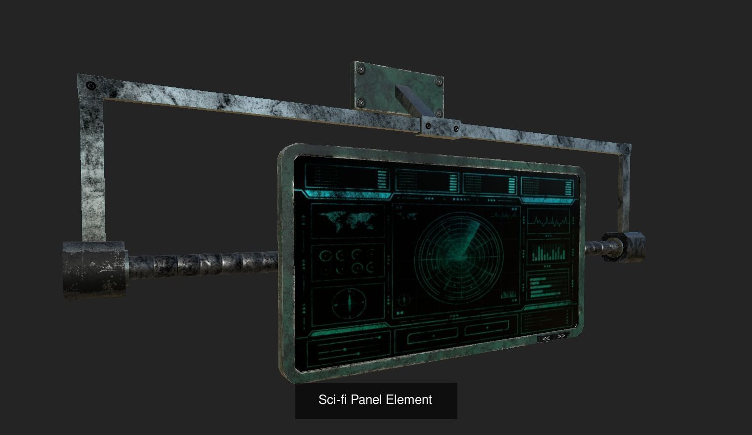 Sci-fi Wall-mounted pack 3D Model Collection_3