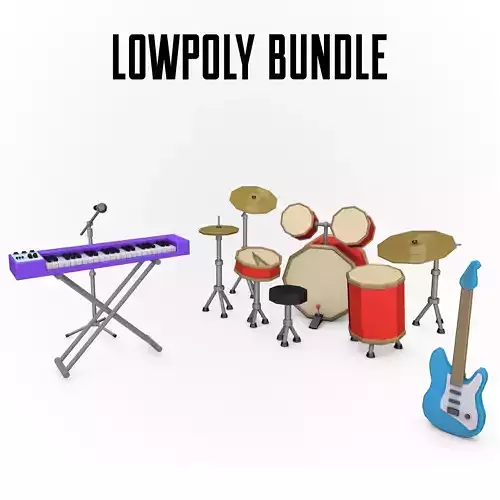Low Poly Musical Instruments  3D model