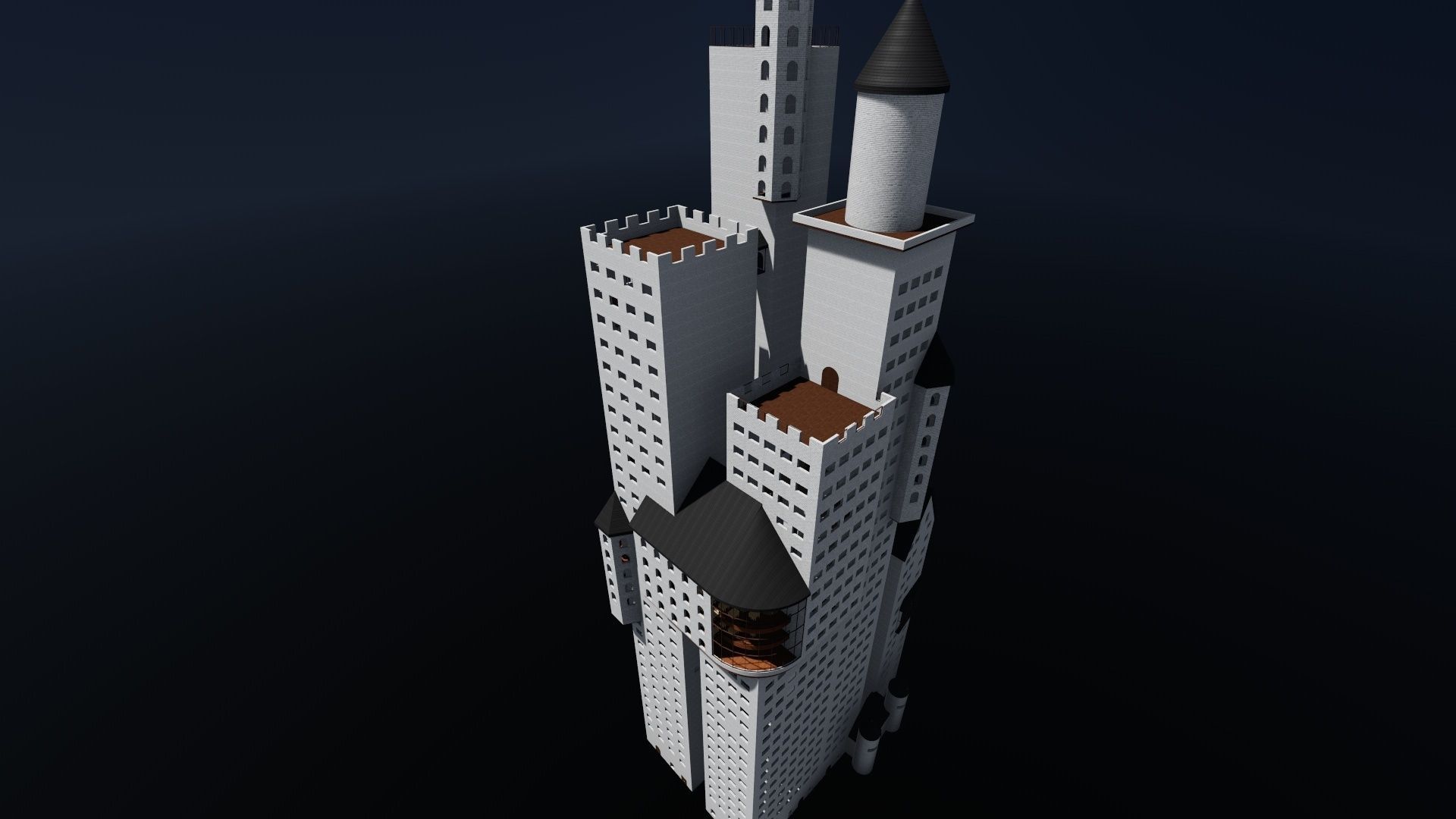 Castle-like Building I Skyscraper 3D model_3