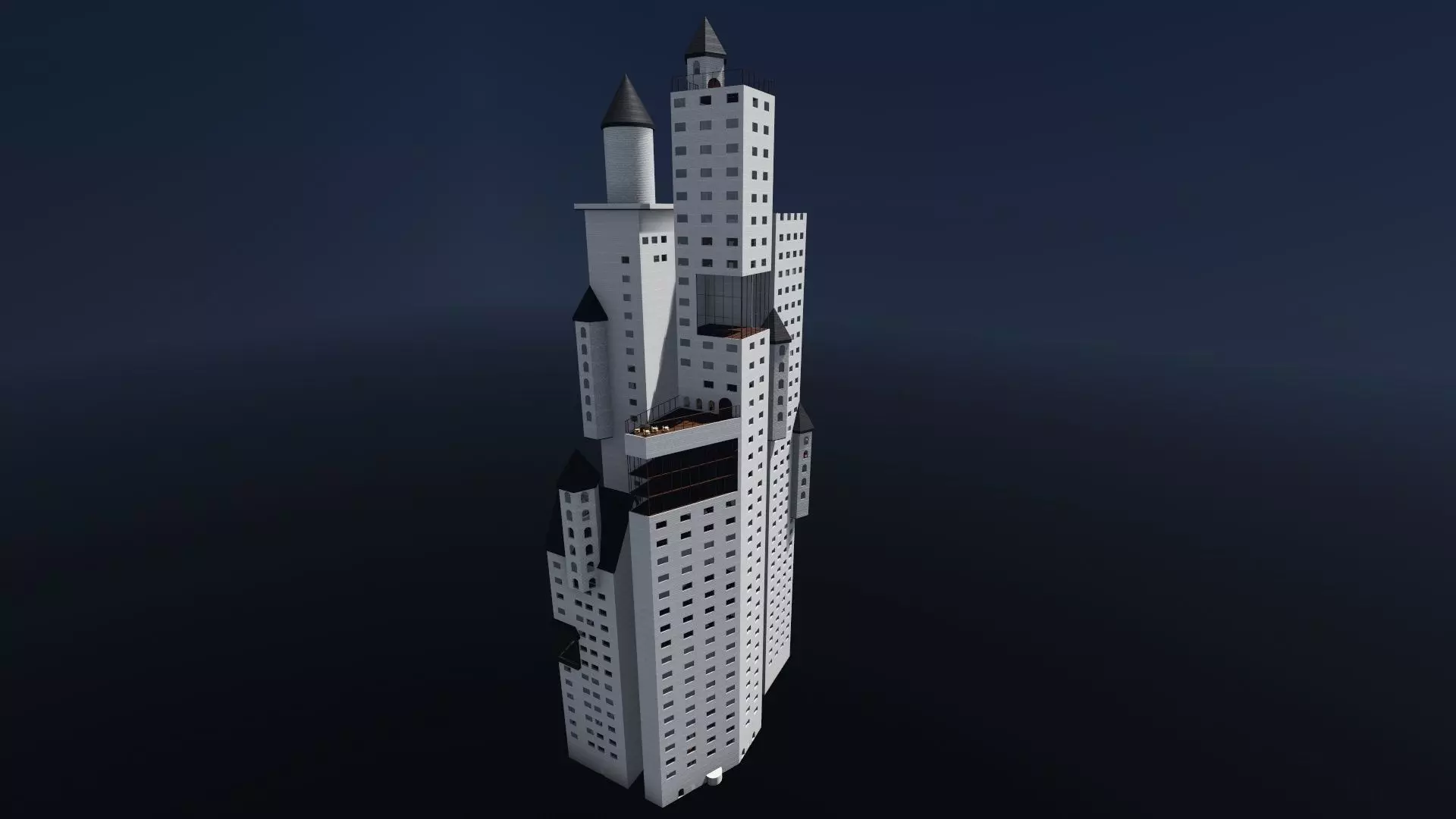 Castle-like Building I Skyscraper 3D model_0